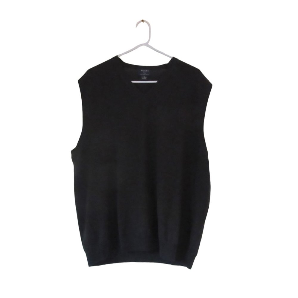 Vintage Brooks 346 Merino Black Wool Vest in Size XL, Hong Kong Made